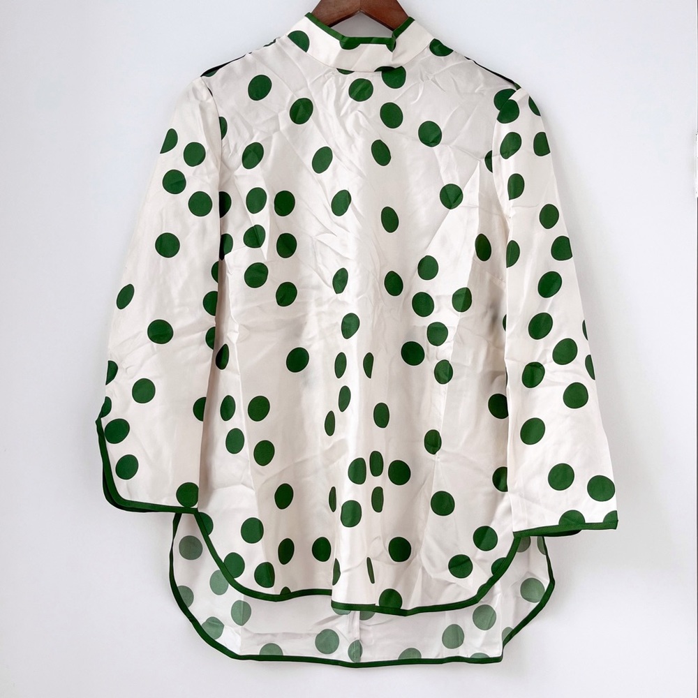 NWOT Zimmermann Celestial Forest Green Confetti Silk Tunic Blouse 1
